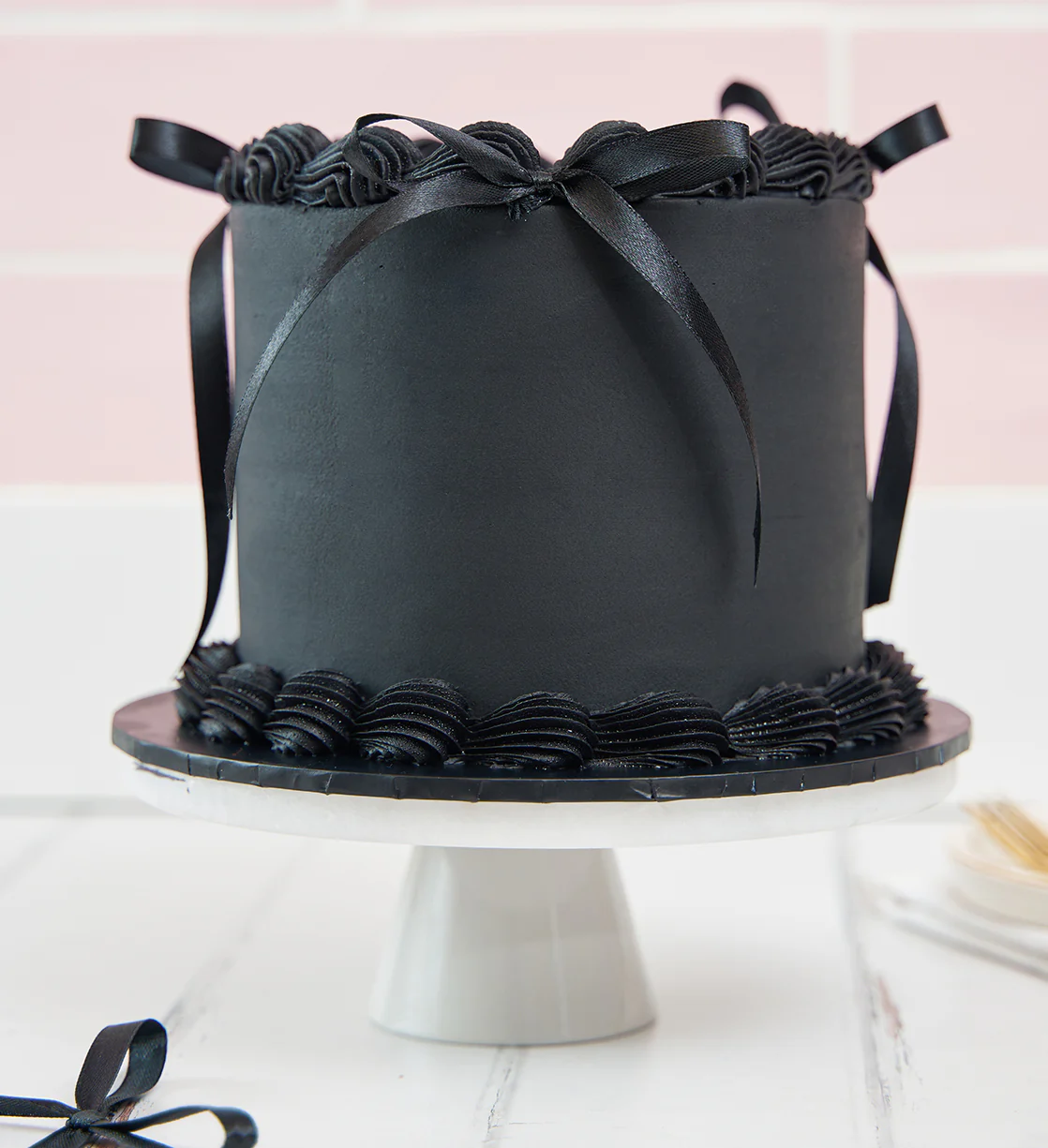 Black Ribbons and Ruffles Cake - Image 3