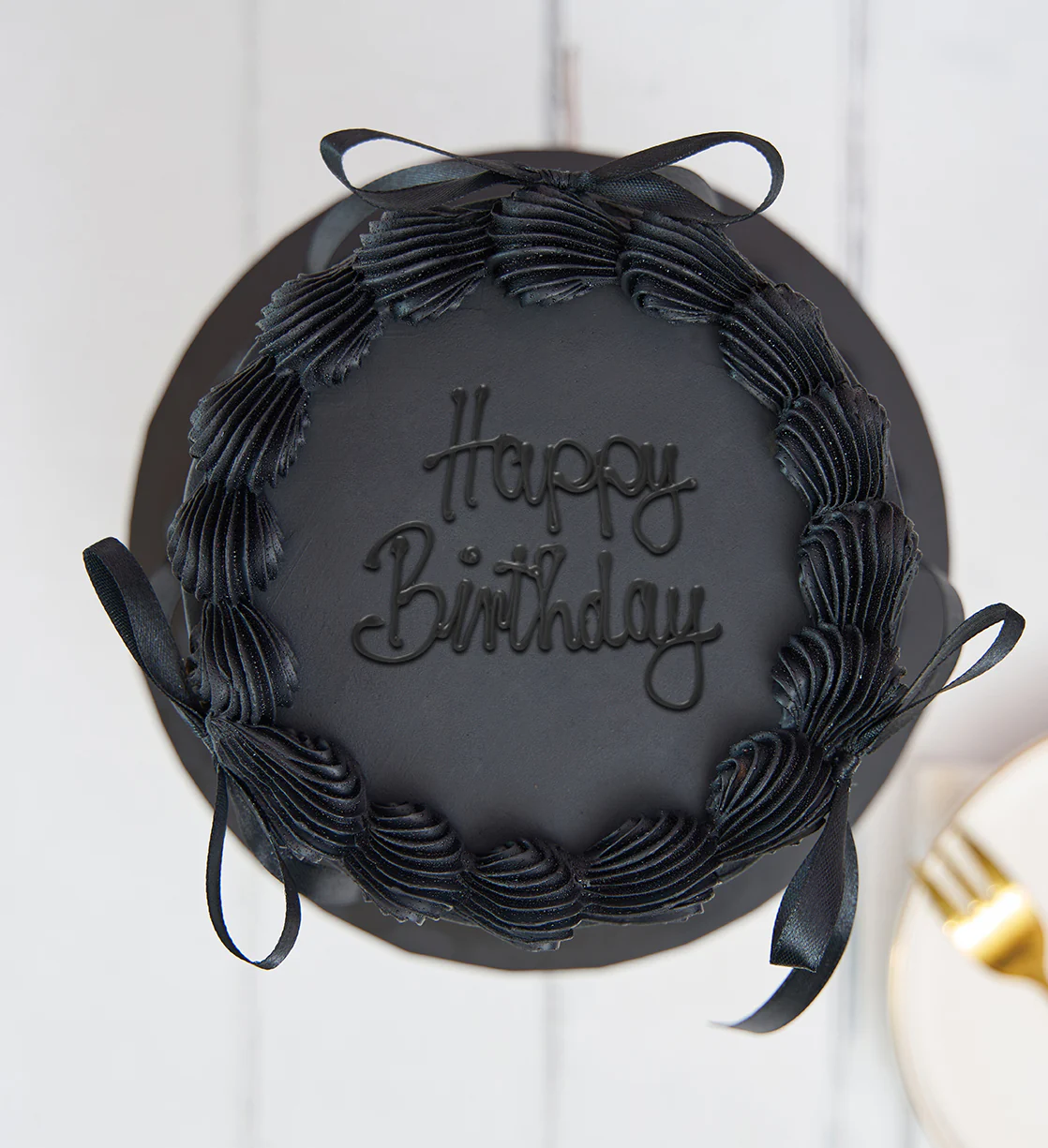 Black Ribbons and Ruffles Cake - Image 4