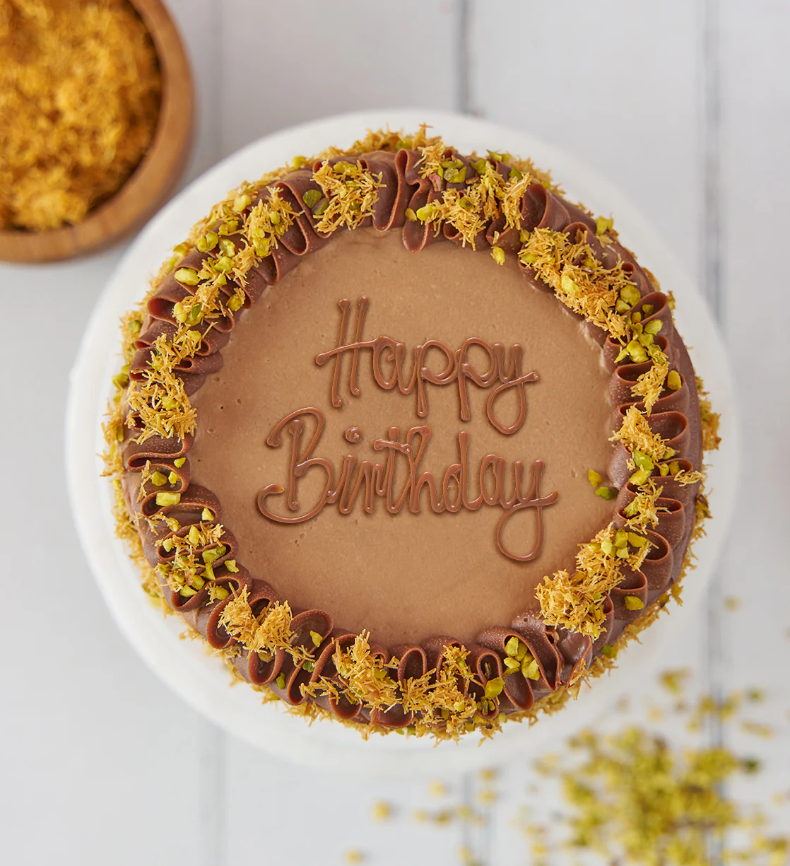 Chocolate Pistachio Kunafa Nationwide Cake - Image 3