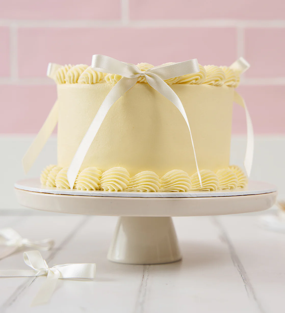 Gluten Free White Ribbons and Ruffles Cake - Image 3