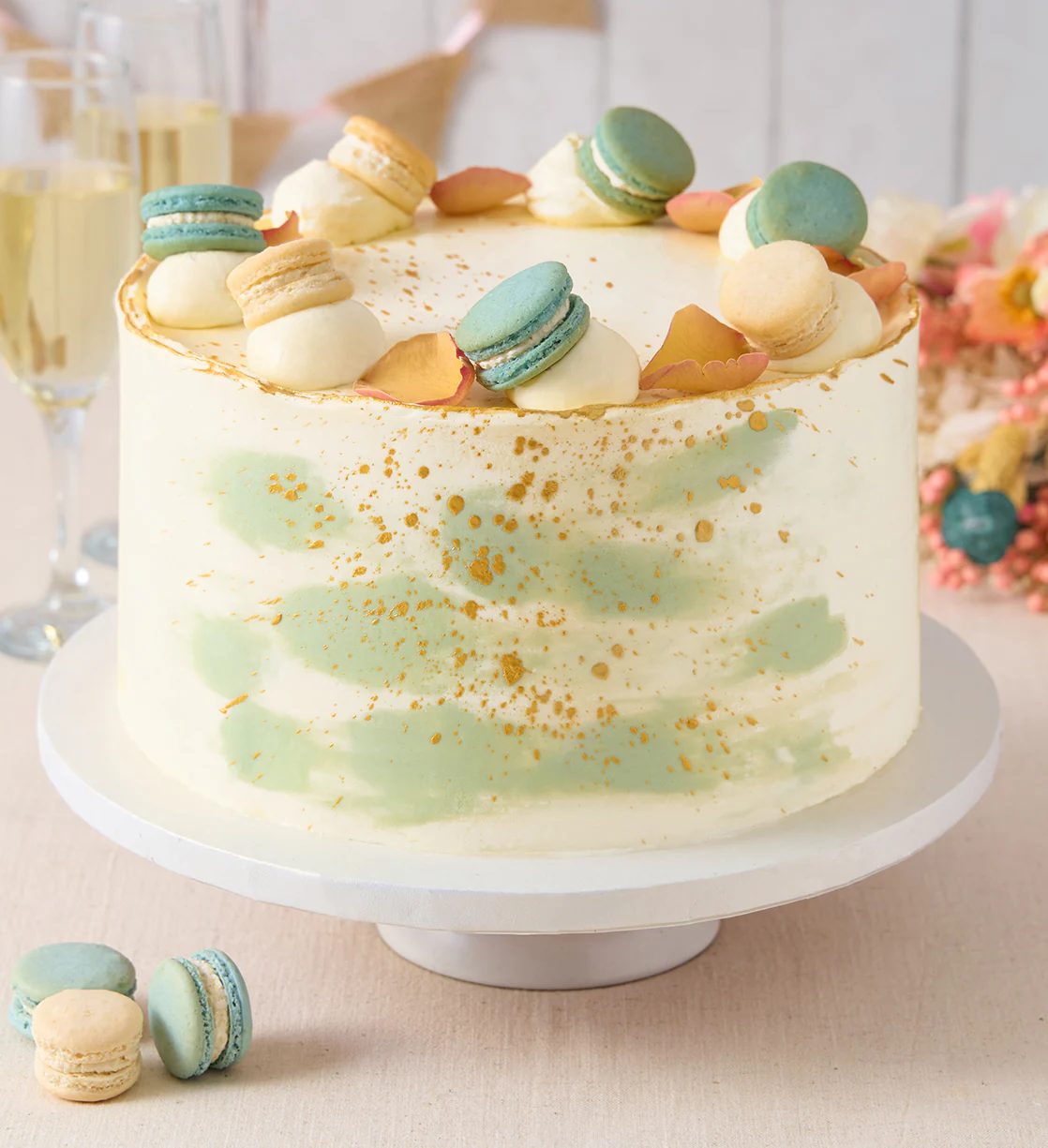 Pastel Macaron Sage Cake - Image 3