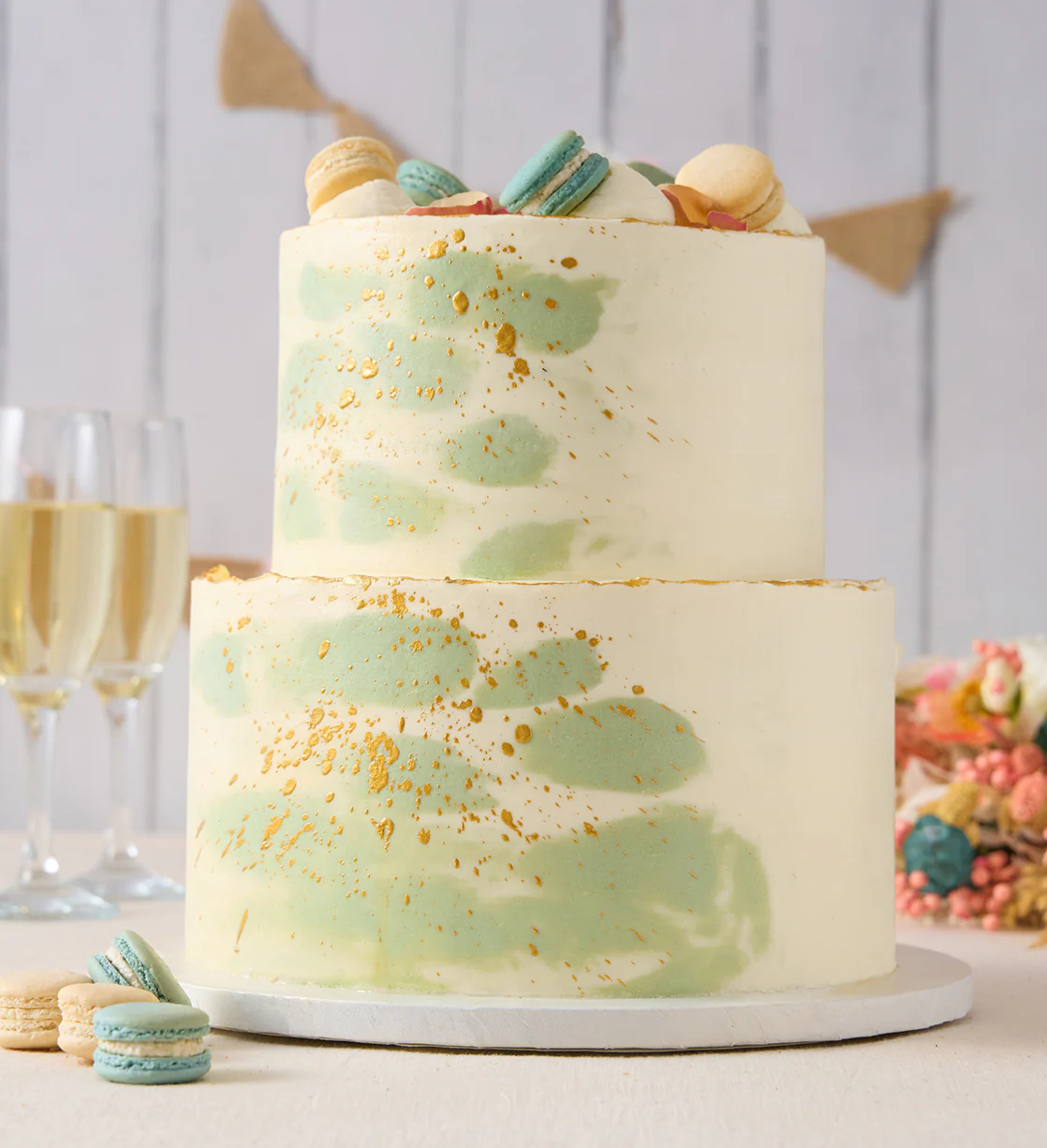 Pastel Macaron Sage Cake - Image 5