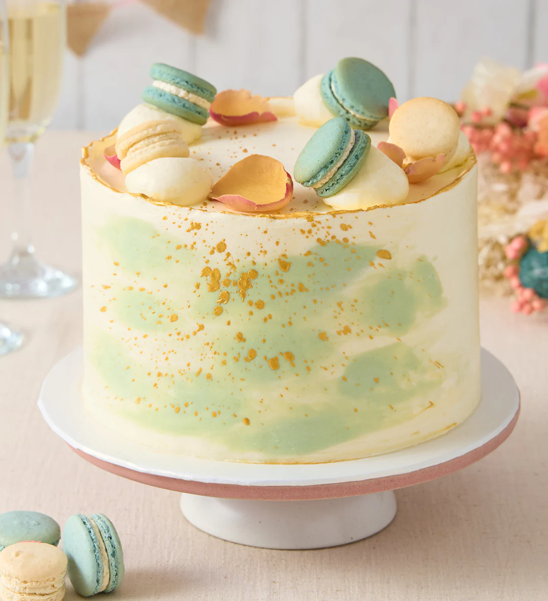 Pastel Macaron Sage Cake - Image 8