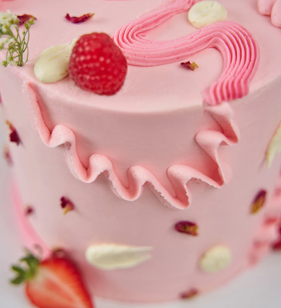 Pink Fruity and Floral Cake - Image 3