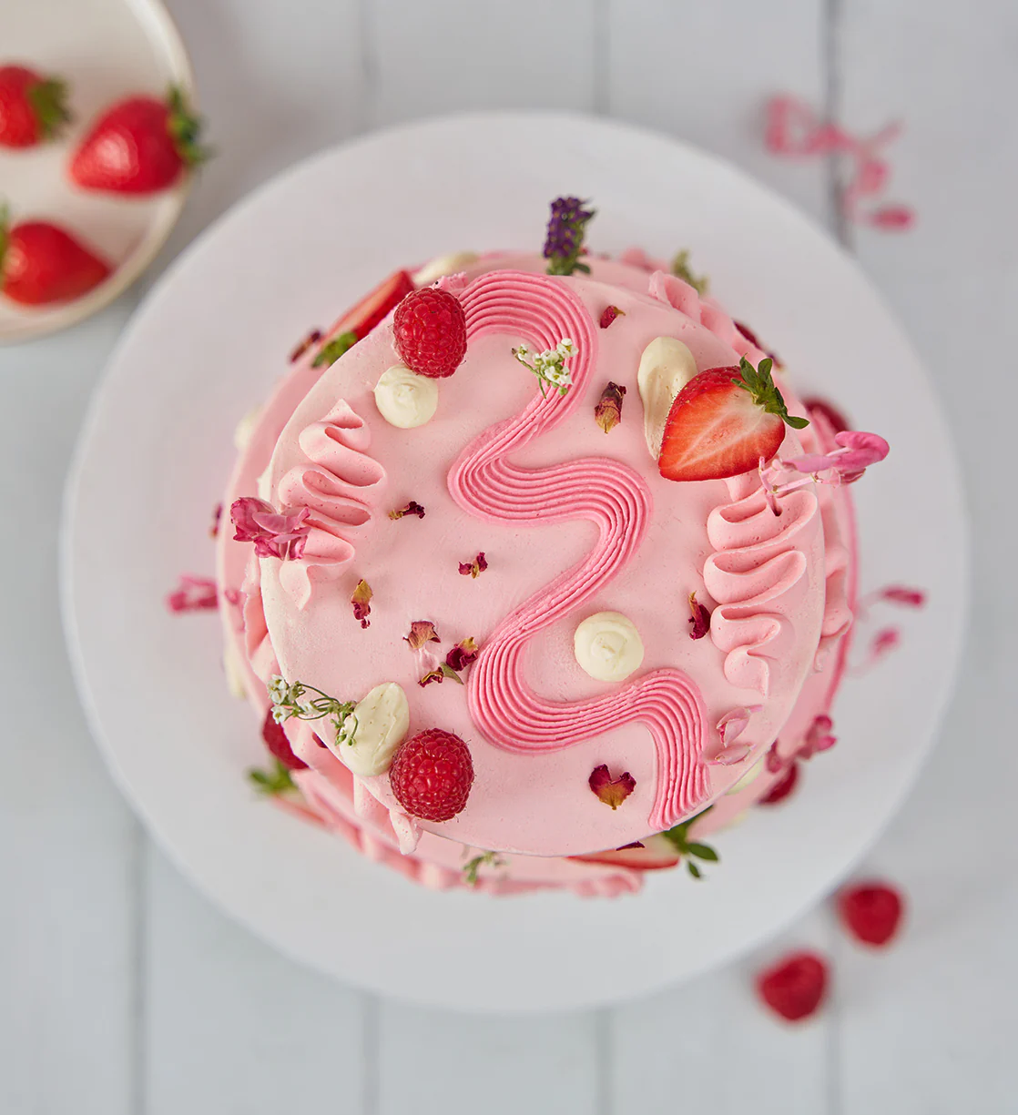 Pink Fruity and Floral Mini Two Tier Cake - Image 3