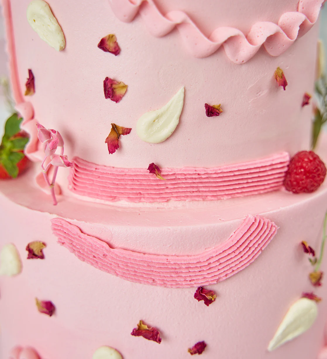 Pink Fruity and Floral Mini Two Tier Cake - Image 4