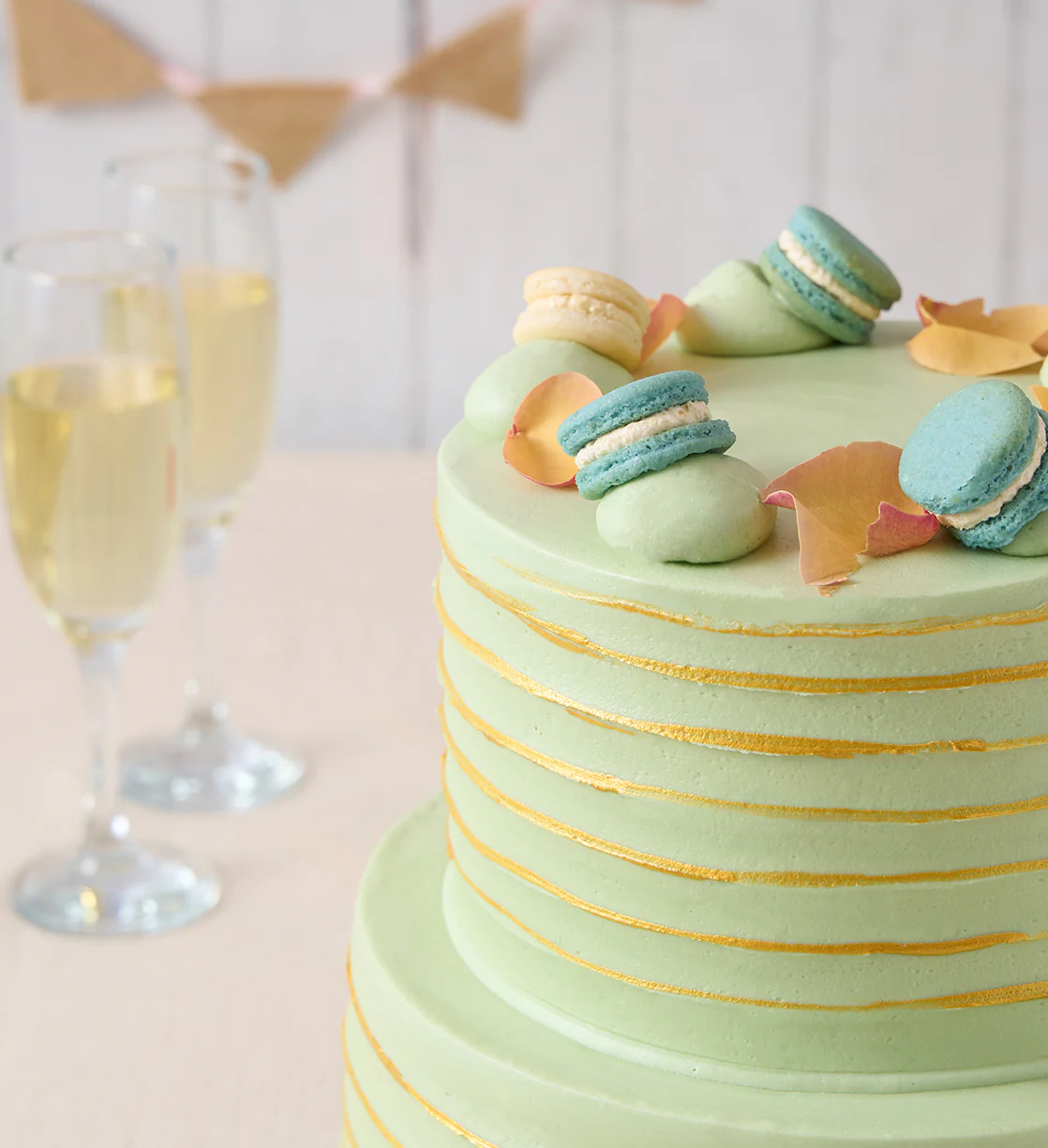 Ruffle Macaron Sage Cake - Image 6