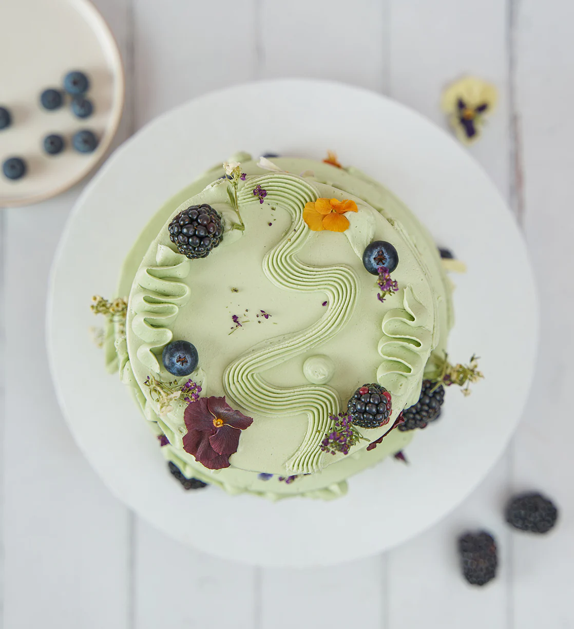 Sage Fruity and Floral Mini Two Tier Cake - Image 3