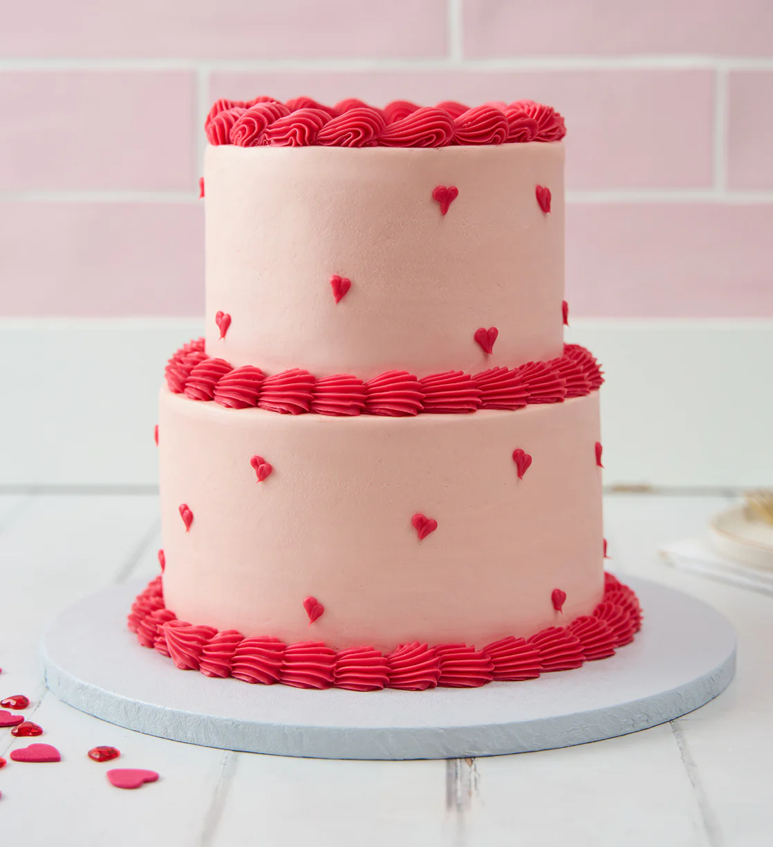 Vintage Heart Mini Two Tier Doodle Cake - Image 4