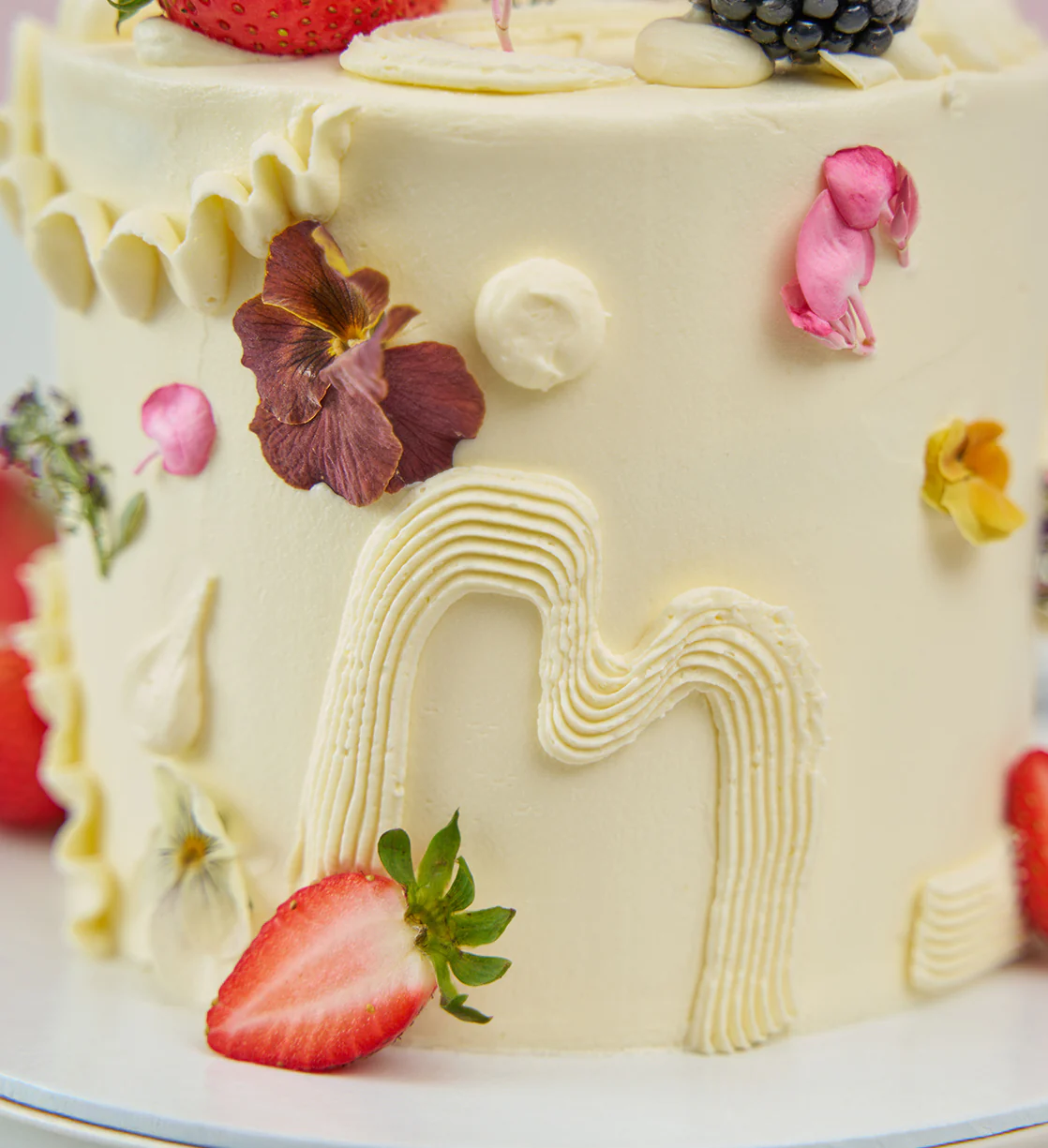 White Fruity and Floral Cake - Image 6