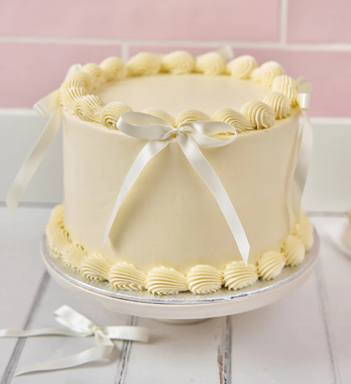 White Ribbons and Ruffles Cake - Image 4