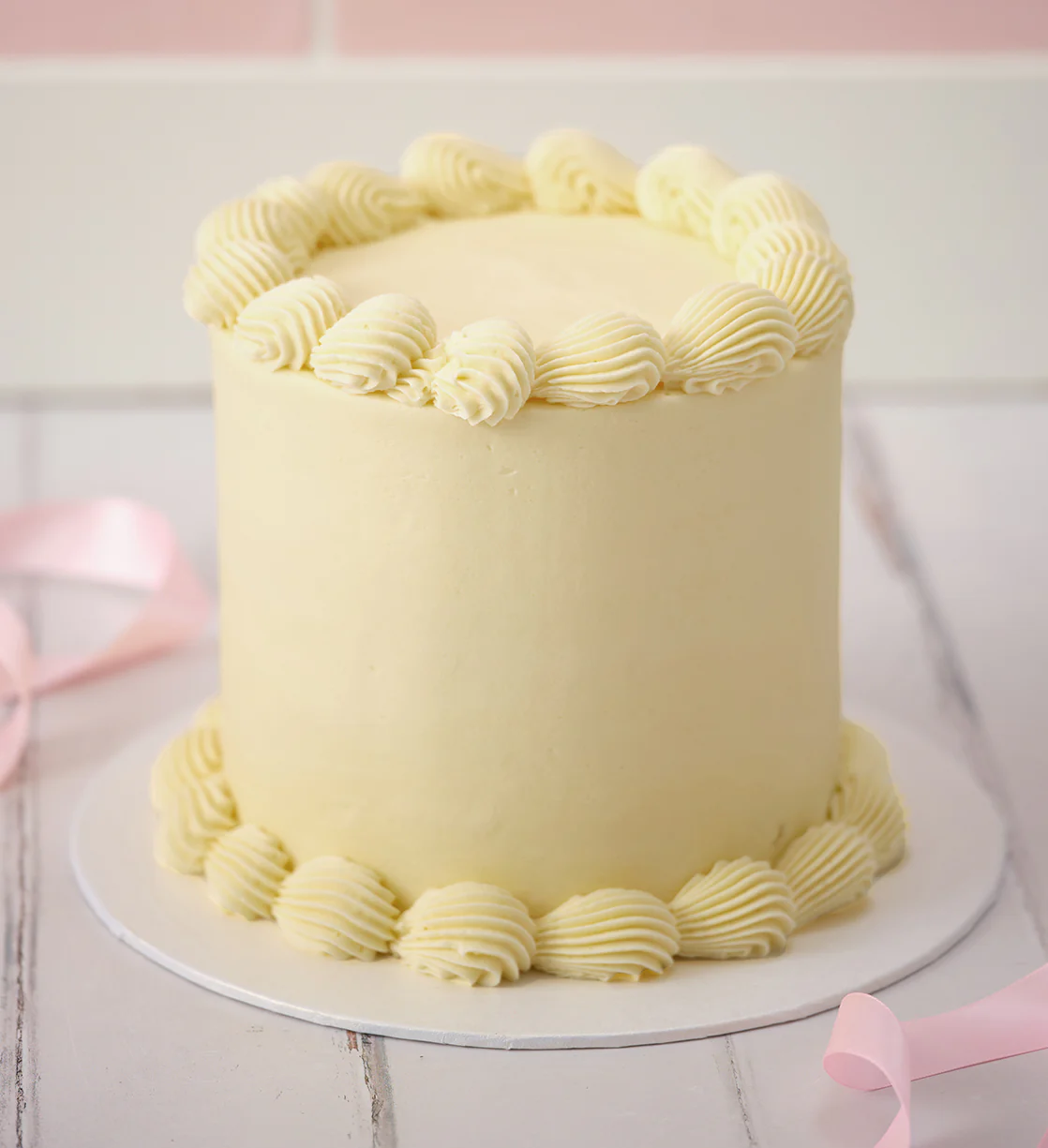 White Ribbons and Ruffles Mini Tall Cake - Image 3